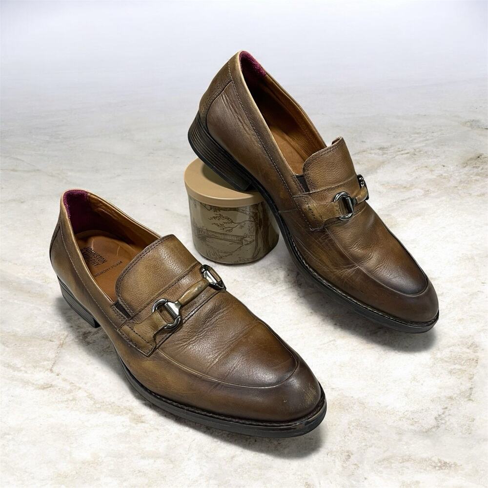 Johnston & Murphy Men's Hawthorne Brown Leather Memory Foam Loafers Size 10M